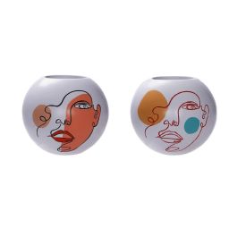 DKD Home Decor Jarrón Multicolor Blanco Cara Abstracto Resina (2 Unidades) 25.5 x 22 x 25.5 cm Precio: 53.8899999. SKU: S3039960