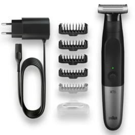 Braun Afeitadora Wet and Dry Serie XT5100 con Batería Recargable y 6 Accesorios (Afeitado y Recorte) Lámina 4D Acero Inoxidable Resistente al Agua