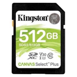 Kingston Tarjeta Memoria SDXC 512 GB Canvas Select Plus - Clase 10, UHS-I, V30, 100 MB/s, Resistente al Agua, Calor y Vibraciones
