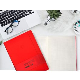 Cuaderno Con Gomilla Antartik Notes Tapa Dura A4 Hojas Cuadricula Rojo 100 Hojas 80 gr Fsc