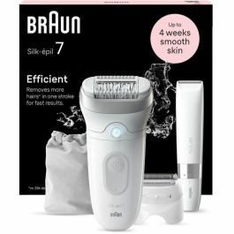 Depiladora eléctrica - BRAUN - Silk-épil 7 - Depilación fácil - Piel suave y duradera - 7-441 - Blanco / Plata