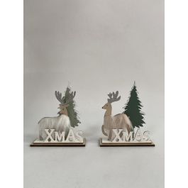 Decoracion Navidad Alpina DKD Home Decor Blanco Beige 4.5 x 16 x 15.6 cm (12 Unidades)