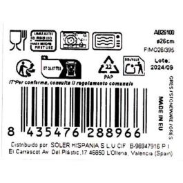 La Mediterranea Plato Llano Ø26 cm Albus Monaco Brillo (6 Unidades)