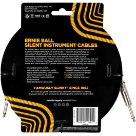Ernieball Cable Instrumento Silent Jack-Jack SS 6m Negro