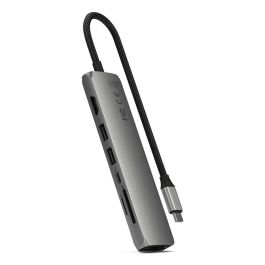 Satechi Adaptador Multi-puerto USB-C Slim 7-en-1 con Ethernet, HDMI 4K@60Hz, Lector SD/MicroSD, 2x USB-A, Carga PD 100W, 10Gbps, Gris Espacial