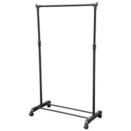 DAY Perchero Barra Ajustable Negro con Ruedas 81x42x100-170 cm
