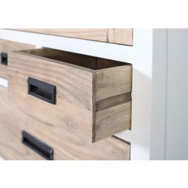 Giner & Colomer Vitrina Madera Maciza Mindi 3 Cajones Cristal Blanco Natural