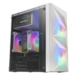 Mars Gaming MC-MEW Caja Gaming Mini Torre MicroATX FRGB Blanco Cristal Templado para PC con 2 Ventiladores 120mm