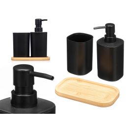 Berilo Set Dosificador Vaso Base Bambu Negro Plástico y Bambú 7.3 x 7.3 x 17.5 cm + Vaso 7.3 x 7.3 x 11 cm + Bandeja 16.3 x 8.9 x 1.5 cm (Set de 12) Precio: 48.9687. SKU: B136YGR4K8