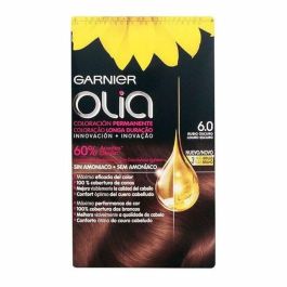 Garnier Olia #6.0 Tinte Coloración Permanente Rubio Oscuro Sin Amoniaco. Con Aceites Florales, Cobertura Total de Canas 1 unidad