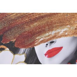 DKD Home Decor Cuadro Lienzo MDF Dorado Negro Blanco Rojo Chica Abstracto 2 x 40 x 80 cm (2 Unidades)