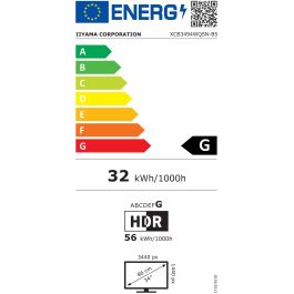 Iiyama ProLite XCB3494WQSN-B5 Monitor LED 34" UltraWide Quad HD 3440x1440 Pixeles, Curvo, 120Hz, AMD FreeSync, Negro