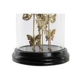 DKD Home Decor Artículo Decorativo Estilo Glam con Mariposas de Cristal y Metal Dorado Negro 32.5 cm Alto
