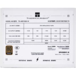 Fuente de alimentación para PC no modular - THERMALRIGHT ABFX 500 W - 80+ Bronce - Blanco