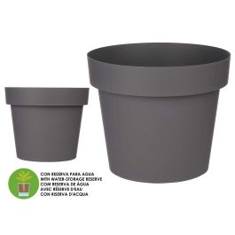 Maceta Plastico Gris Con Reserva Agua 35Cm Ibergarden (6 Unidades)
