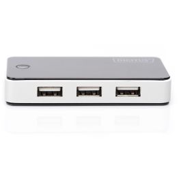 Digitus Hub USB 2.0 de 7 puertos con fuente de alimentación, color negro