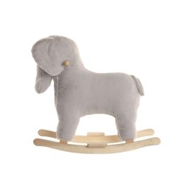 DKD Home Decor Mecedora Kids Elefante Gris Natural Poliéster Madera 33 x 50 x 64 cm