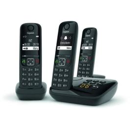 Gigaset AS690 A Trio Teléfono Fijo Negro con Contestador Automático y Manos Libres HSP