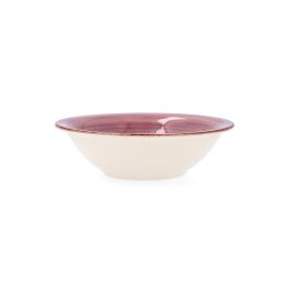 Quid Bol Cerámico Vita Peoni Rosa 18 cm - Juego de 6 Unidades Apilables, Apto Lavavajillas y Microondas, Pintado a Mano