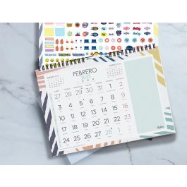 Calendario Espiral Pared Liderpapel Joven 2025 Numeros Grandes 44x32 cm Papel 128 gr Con Pegatinas