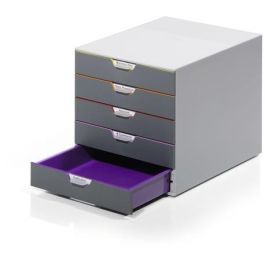 Durable Cajonera VARICOLOR con 5 compartimentos y etiquetas multicolor