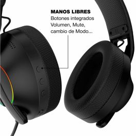 Coolbox Auriculares WB01 Inalámbricos Bluetooth 5.4 con Micrófono Extraíble y RGB - Negro