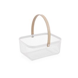 Confortime Cesta de Metal Rectangular con Asa de Bambú para Organización 23,5 x 19 x 10,4 cm (12 Unidades)
