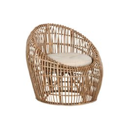 DKD Home Decor Silla Tropical Balinesa de Ratán y Bambú, Colección Bali2, Colores Natural y Beige, 70x74x70 cm, Altura asiento 43 cm
