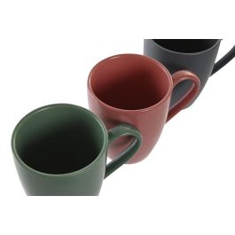 DKD Home Decor Lianfeng 21 Taza de Gres con Tapa Rubberwood, Set de 4, 300ml, Verde/Rosa/Gris Oscuro, 13 x 31 x 19 cm