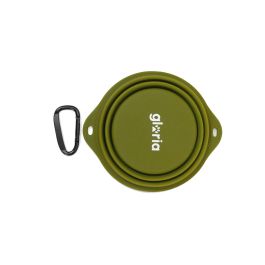 Gloria Comedero Plegable de Silicona de 550 mL Verde con Mosquetón. Perfecto para Mascotas en Viajes y Excursiones.