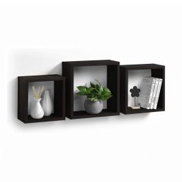 Moblekit Set 3 Estantes Flotantes Negros 25x25x9 cm, 20x20x9 cm, 15x15x9 cm (4 Unidades)