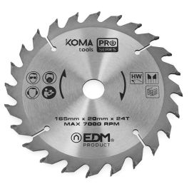 Koma Tools 08764 Sierra circular Disco de acero para madera, Ø 165 x 20 mm, 24 dientes, Dientes de tungsteno Pro series
