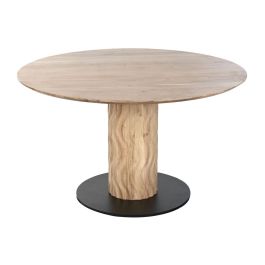 Mesa de Comedor Home ESPRIT Metal Acacia 130 x 130 x 76 cm Mesa de Comedor Home ESPRIT Metal Acacia 130 x 130 x 76 cm