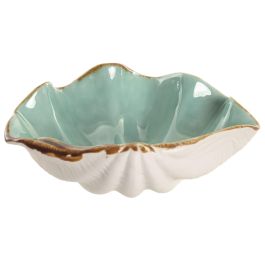 DKD Home Decor Hangzhou design 26a Centro Mesa Mediterraneo Turquesa Azul Gres 21 x 8 x 26 cm (2 Unidades)