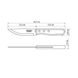 Tramontina Juego de 4 Cuchillos para Asado Jumbo 12,7cm Dynamic, Acero Inoxidable, Mango de Madera