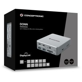 Conceptronic DONN25G Docking Station 15 En 1 Plata USB 3.2 Gen 2 Type-C HDMI Ethernet