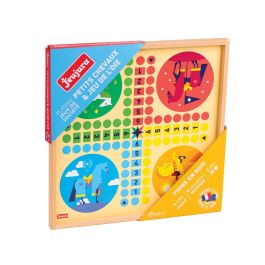 Jeujura Juego de Mesa El Ganso y Caballos Clásico en Bandeja de Madera (33x33x2cm), Peones Madera, +3 Años
