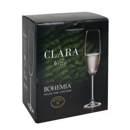 Set 6 Copas Champagne Bohemia 220 cc Clara (4 Cajas)