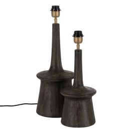 Base Lámpara Mesa Marrón Madera de Mango 20 X 20 X 45 cm