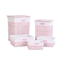 Cesta Ropa Baby DKD Home Decor Rosa 34 x 56 x 44 cm Set de 5