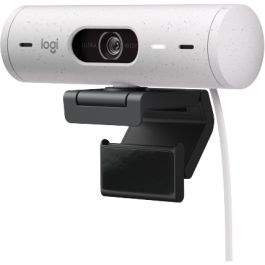 Logitech Webcam Brio 500 1080p 4MP, Autofocus, Rightlight 4 HDR, dFoV 90°, Micrófono Estéreo, Tapa Privacidad, USB-C, Blanco Crudo