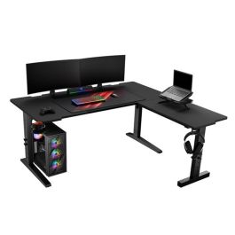 GENESIS NDS-2295 Escritorio Gaming Holm Modular Corner Negro, Ajustable en Altura 70-90cm, Iluminación LED RGB, Ergonómico