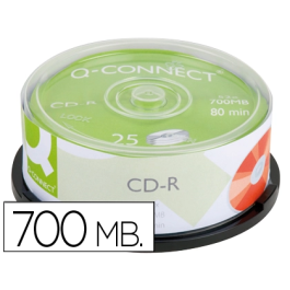 Q-connect CD-R Capacidad 700MB Velocidad 52x Duración 80min Bote 25 Unidades
