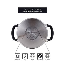 Masterpro Olla BGMP-1504-BK 1,8 l Acero Inoxidable ø16x10cm Foodies Apta Inducción Gas Eléctrica Vitrocerámica Halógeno
