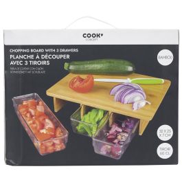 Cook Concept Tabla Cortar con 3 Cajones de Bambú y Plástico para Cocina Medidas 32x25 cm