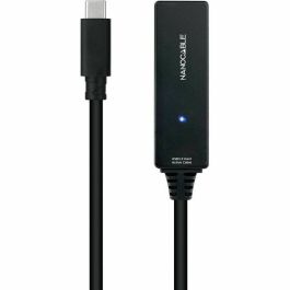 Nanocable 10.01.1311 Cable Alargador USB-C 3.2 Gen1 con Amplificador Activo, Macho-Hembra, 5m, Negro, 5 Gbps (No vídeo)