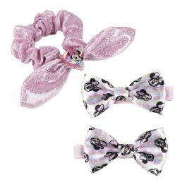 Inca Lazo Disney Minnie Set Accesorios Cabello Niños Scrunchie y 2 Pinzas Cocodrilo 3 Piezas para Bebés y Niñas de 0+ Meses