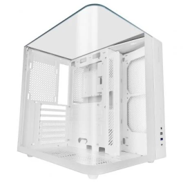 Mars Gaming MC-INFINIOLITE White: Caja Gaming ATX Cube con Cristal Templado Curvo Panorámico Blanco - Estructura Dual Chamber, GPU hasta 325mm, sin Ventiladores