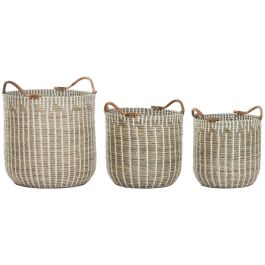 DKD Home Decor Cesta Boho Decorativa de Almacenamiento Hecha a Mano de Seagrass y Ratán, Set de 3, Colores Natural y Blanco, Medidas 45x55x51 cm Precio: 140.68999967. SKU: B14GYA8F6Y