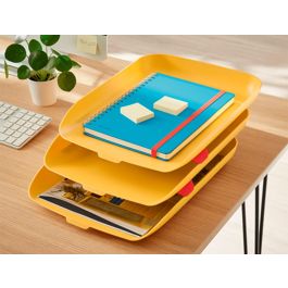 Bandeja Sobremesa Plastico Leitz Cosy Set De 3 Unidades Amarillo 274x120x456 mm